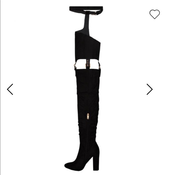 suede belt thigh high boots